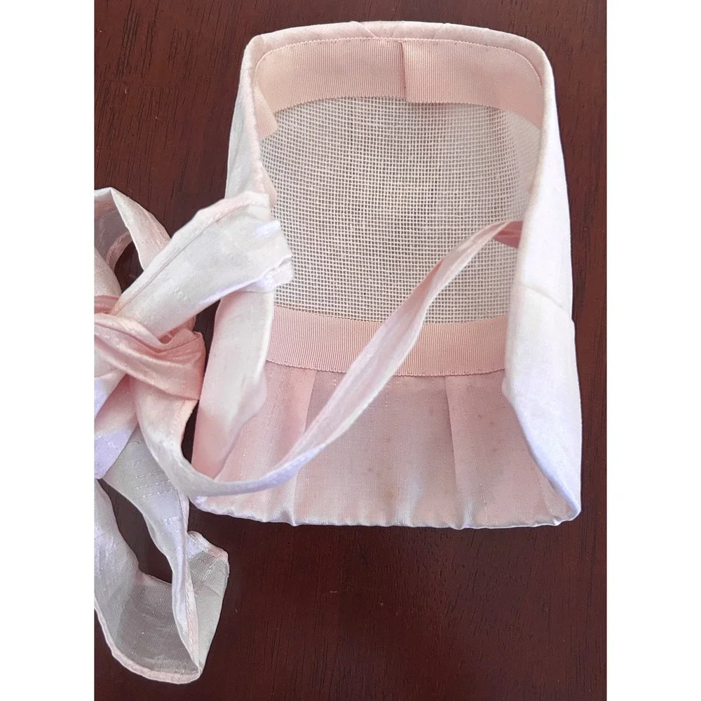 Child's Bonnet Faux Silk OS Pink Good Regencycore Aesthetic Cottagecore Vintage
